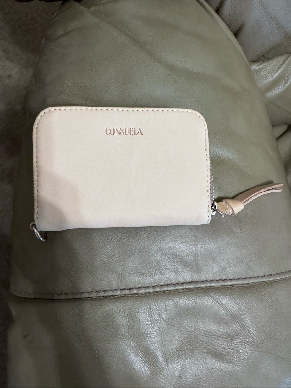 Consuela Small Zip Wallet in Light Beige Leather